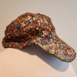 Vintage Rainbow Sequin Baseball Cap